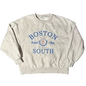 stradivarius grey Boston crew neck sweatshirt